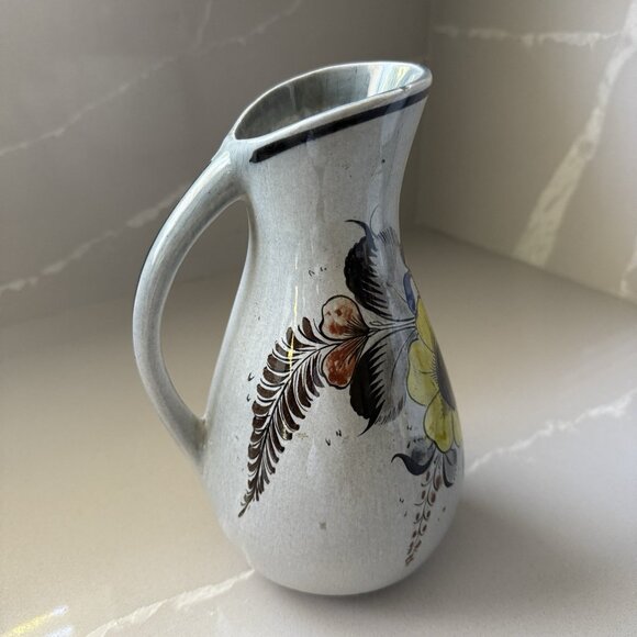Vintage Tonala Mexican Folk Art Pottery Pitcher Jug Decorative Jalisco Signed - Picture 3 of 10